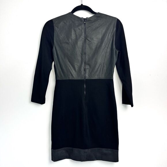 Robert Rodriguez Black Stretch Knit and Leather Long Sleeve Dress Sz 4 - Picture 5 of 13